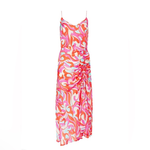 Delfín Vibrant Pink and Orange Women's Dress size M - Picture 2 of 5